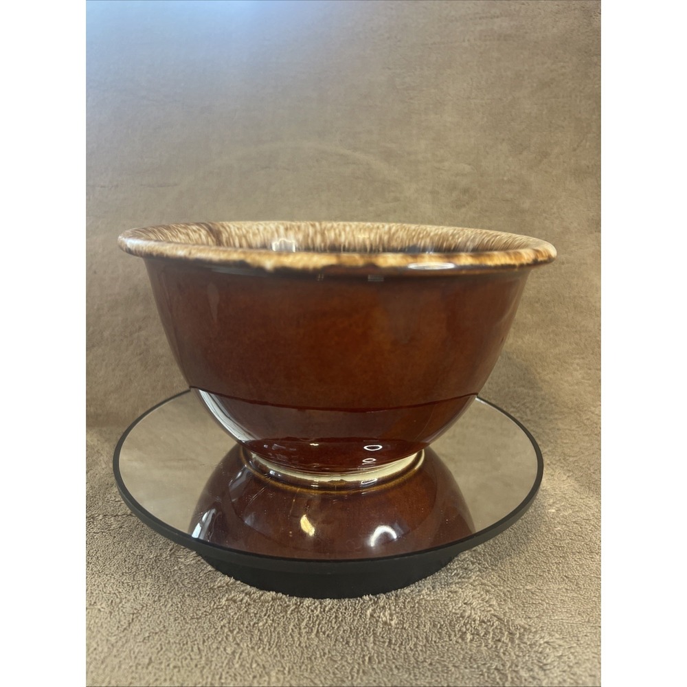 Vintage Hull Pottery Brown Drip‎ 7" Mixing Nesting Bowl Oven Proof USA